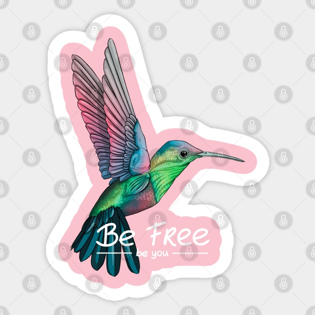 Be Free hummingbird design Sticker by Mei.illustration